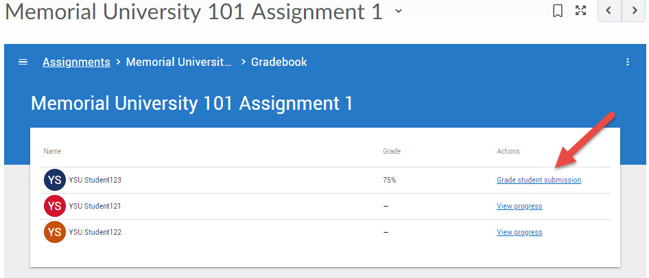 Grade student submission