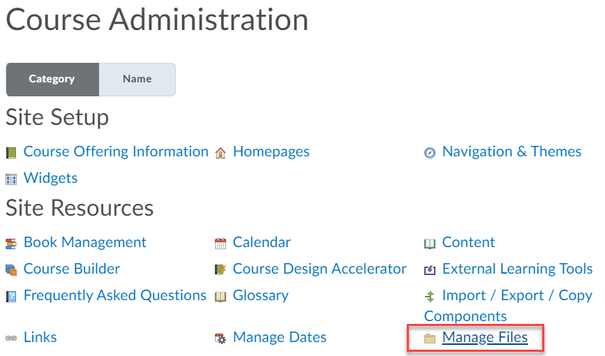 Course Administration screen shot