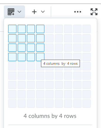 Screen shot of Draw Table Grid menu