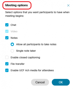 Webex: Meeting Settings – Technology Resources