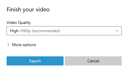 An image showing the quality settings of the export process.